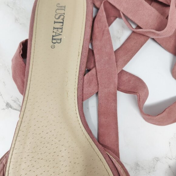 JustFab Ankle Tie Flats - Size 7.5 (Dusty Pink, Well Worn) - Picture 2 of 3